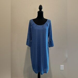 R&K Colbat Blue Lace Dress Knee Gown/ Short Sleeve.